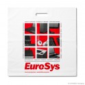 Patch handle carrier bag 'EuroSys', LDPE, white coloured, 50µ, 50 x 50 + 5 cm