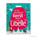 Patch handle carrier bag 'Libelle Christmas', LDPE, white coloured, 50µ, 35 x 45 + 0 cm